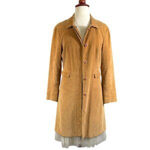 Vintage Edward An Tan Victorian Corduroy Coat with Snap on Ruffle Tulle Hemline